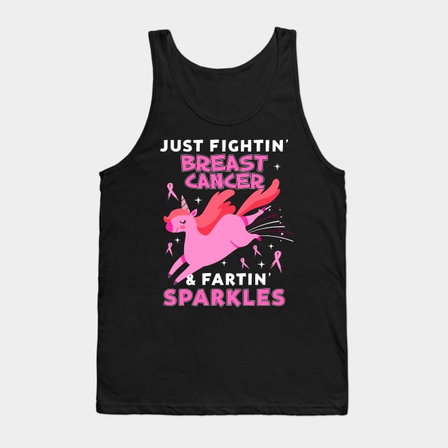 breast cancer funny unicorn farting sparkles Tank Top by TeesCircle